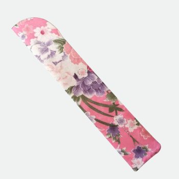 etui eventail violet blanc rose fleurs