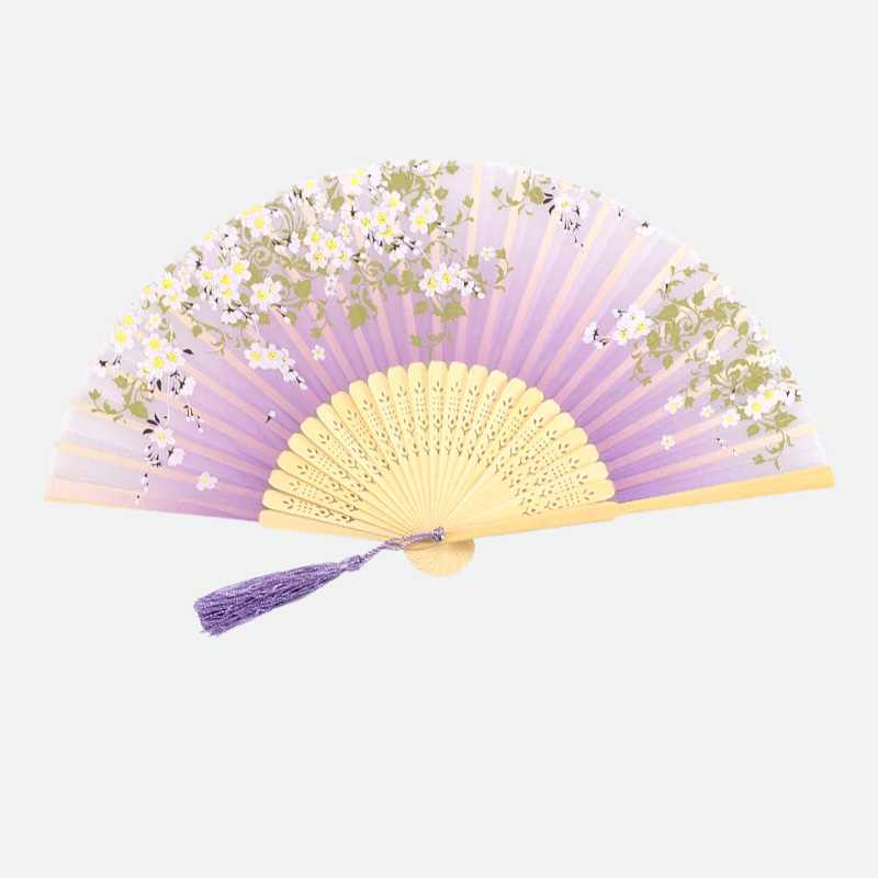 eventail japonais fleurs violet