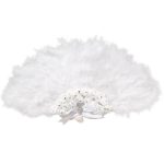 eventail mariage plumes luxe blanc