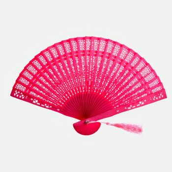 eventail bois fuschia santal sculpte