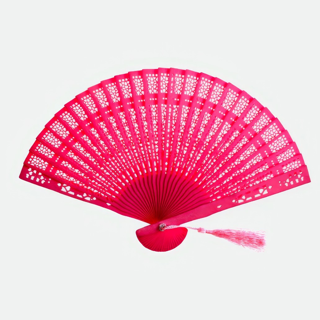 eventail bois fuschia santal sculpte