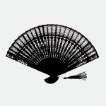 eventail bois noir santal sculpte