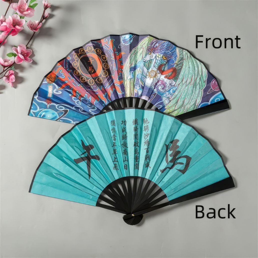 Éventail Motif Manga Japonais Cheval