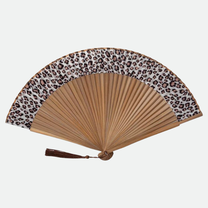 Eventail leopard bambou naturel lisse