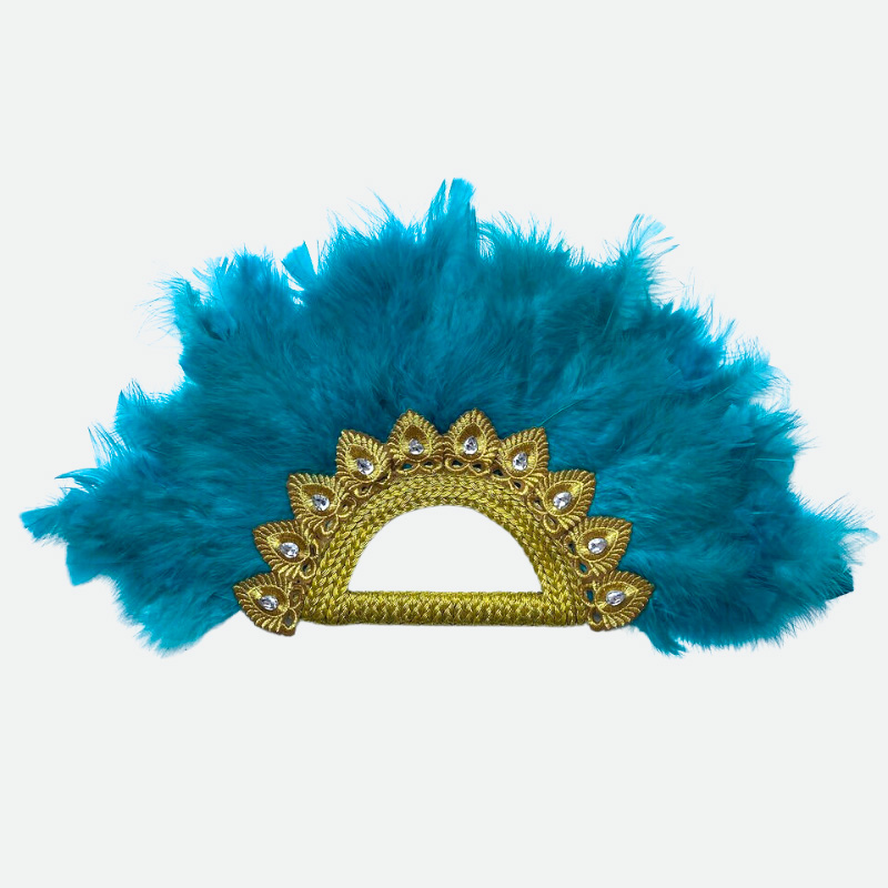 eventail mariage plume turquoise africain