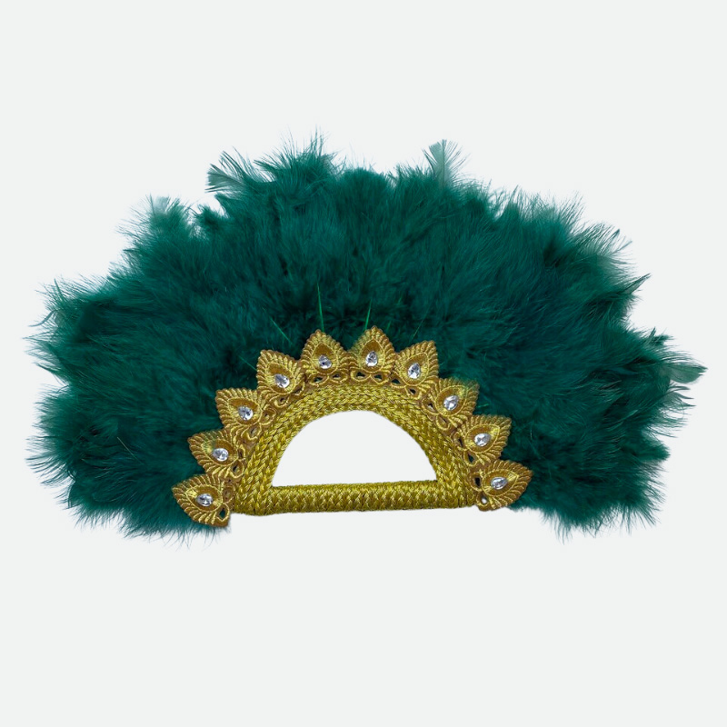 eventail mariage plume vert-africain