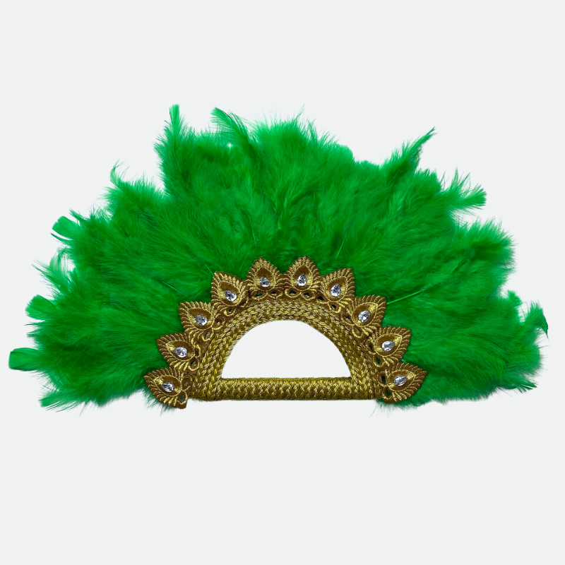 eventail mariage plume vert nature africain