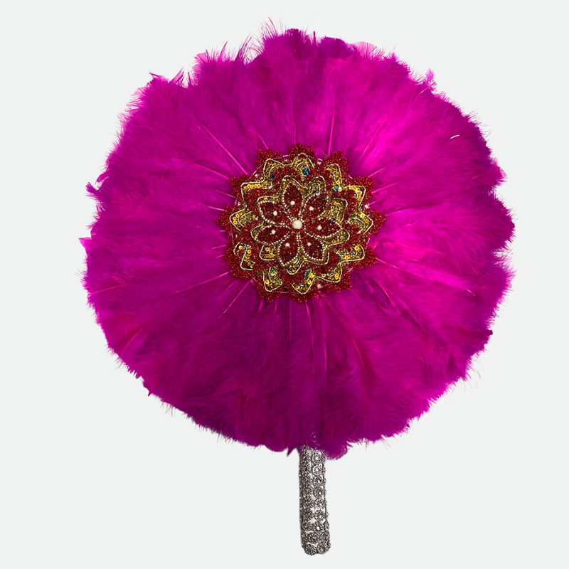 eventail rond fuchsia plumes africain