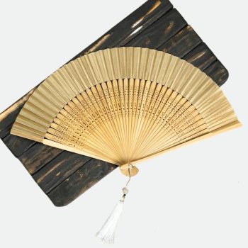 eventail japonais bambou soie or