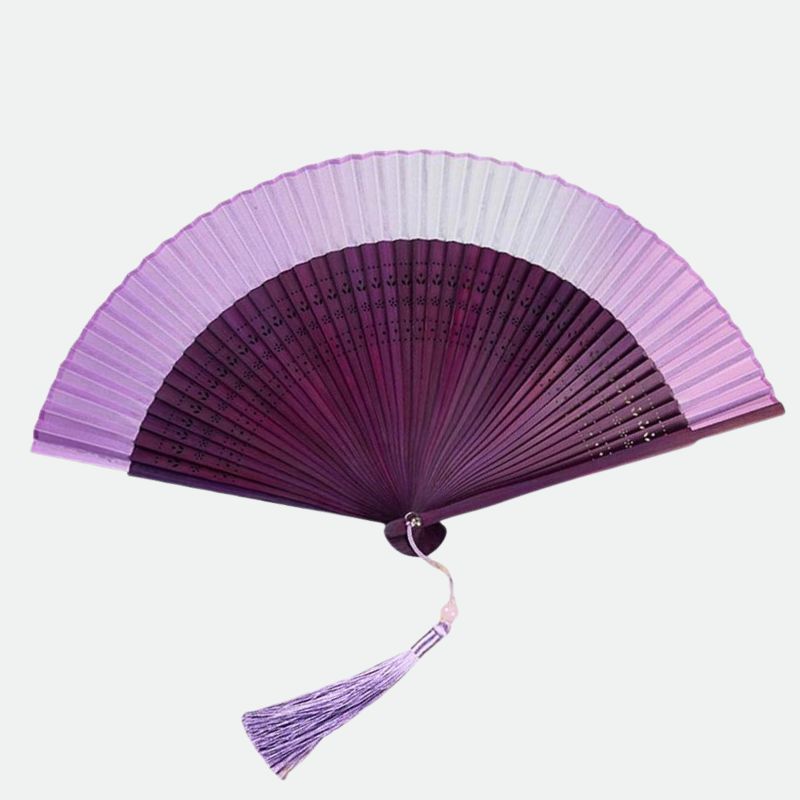 eventail japonais violet bambou soie