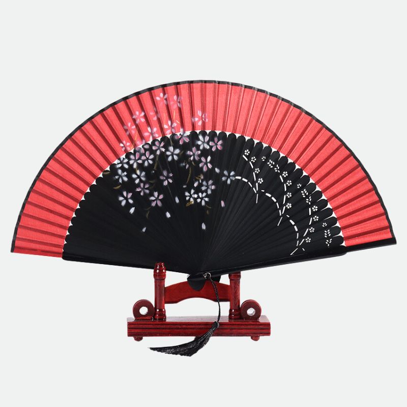 eventail rouge japonais sakura luxe