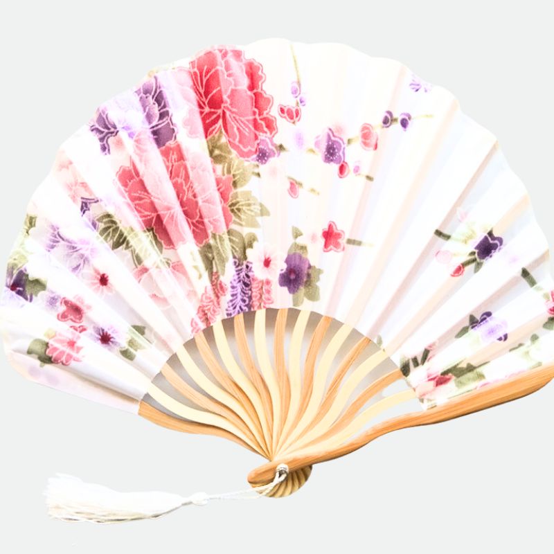 eventail japonais blanc rose retro