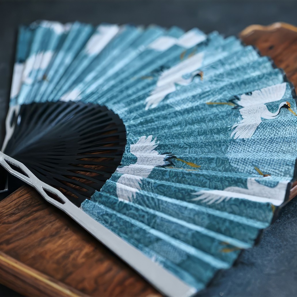 eventail japonais luxe grue du japon