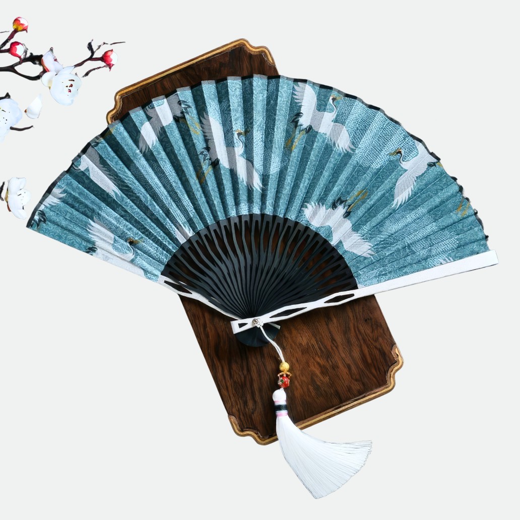 eventail japonais luxe grue du japon