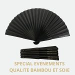 eventails personnalises noir bambou soie lot de 20 a 80