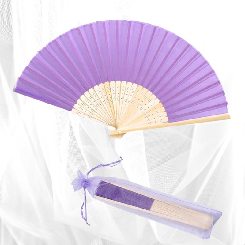 lot eventail mariage violet x30 x60 luxe
