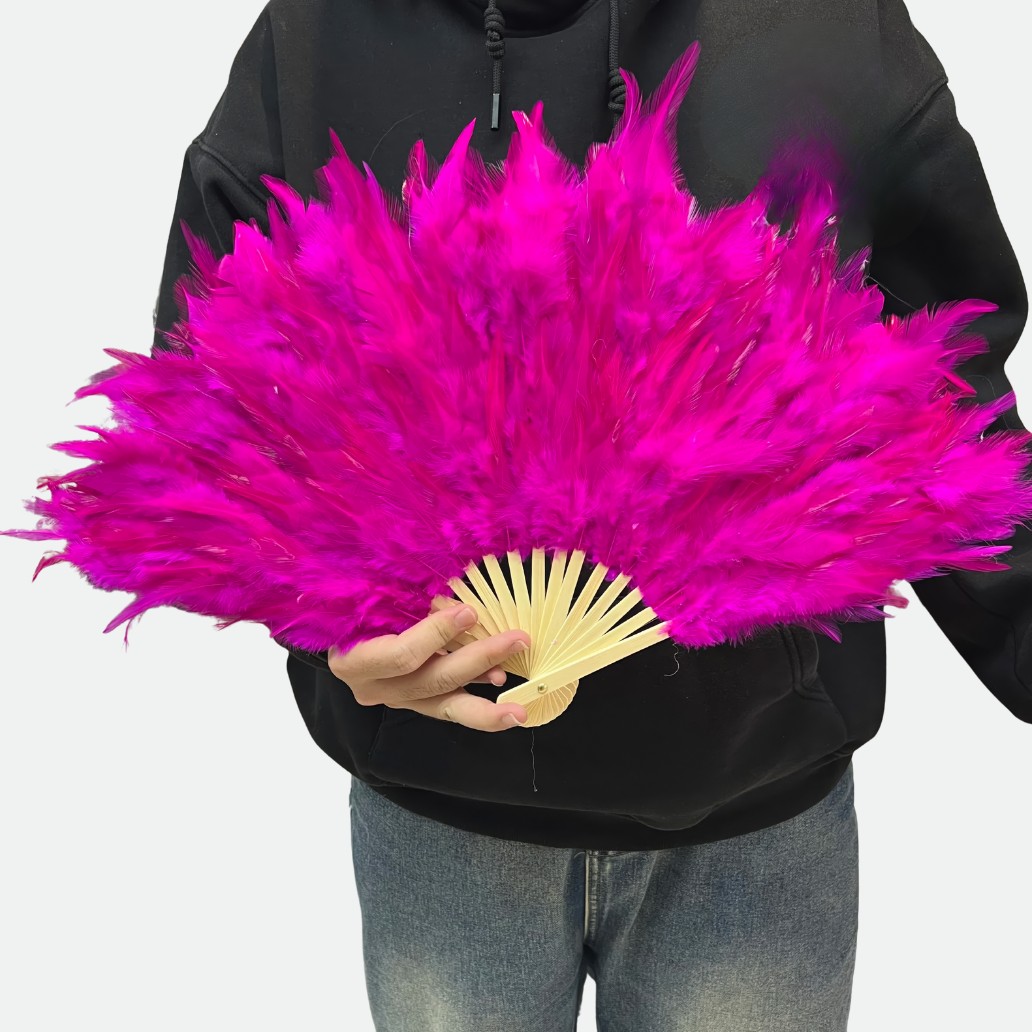 eventail plume fuchsia