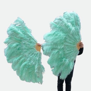 eventail plume vert menthe geant