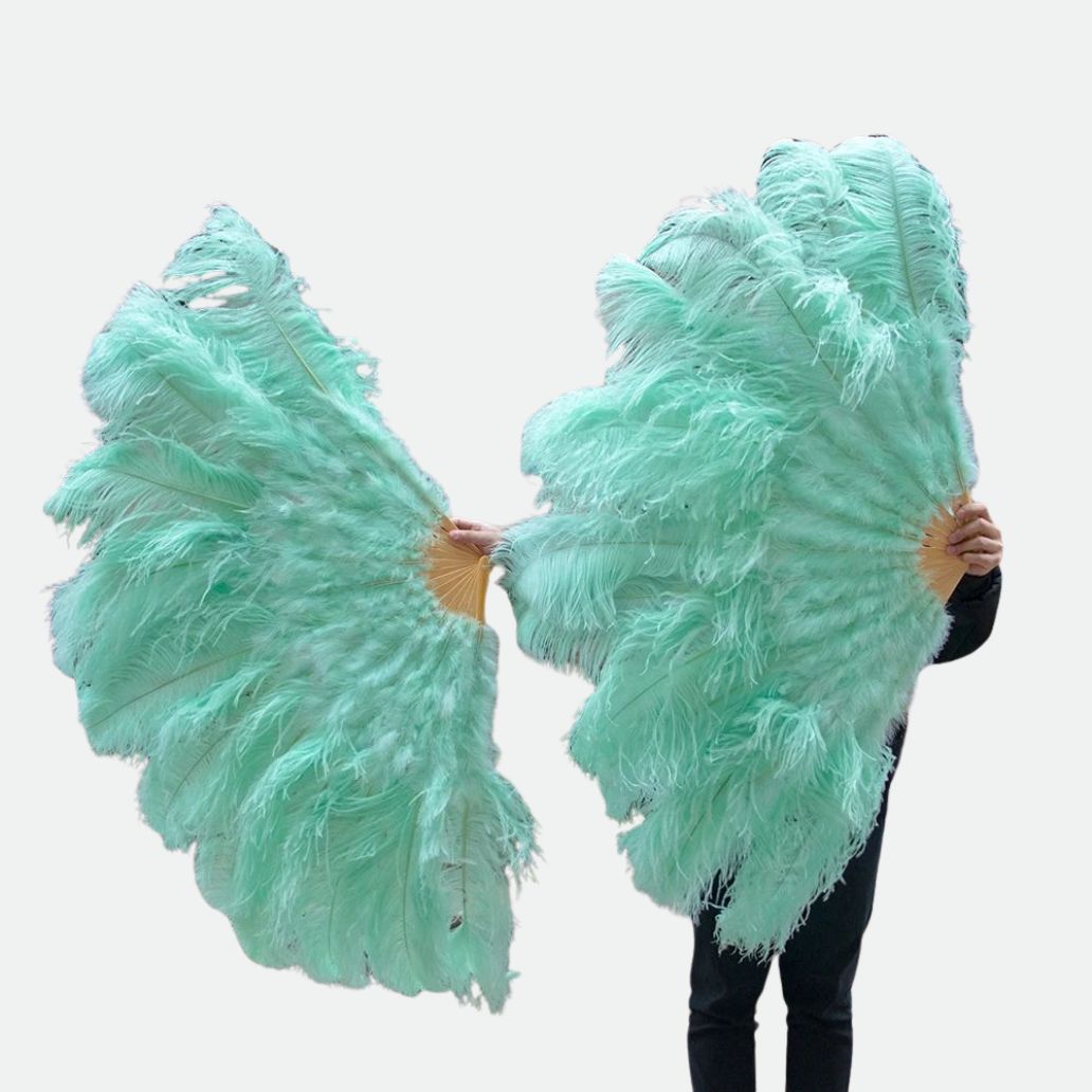 eventail plume vert menthe geant